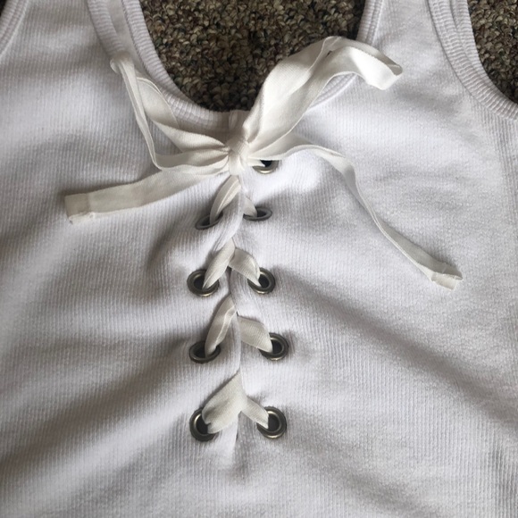 F21 Ribbed Lace Up Bodysuit - Picture 3 of 5